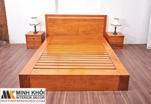 Giường Ngủ Nguyên Khối Gỗ Gõ Đỏ Kiểu Nhật - GN1002